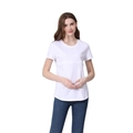 Short sleeve white cotton maternity nursing top with hidden zipper for breastfeeding - S / White