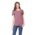 Detail of invisible zipper opening on a dusty rose cotton maternity nursing top - S / Rouge Red