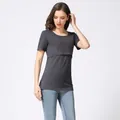Dark grey short sleeve nursing t-shirt for pregnancy with horizontal feeding access - L / Dark Gray