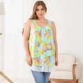 Bloemen chiffon zwangerschapstop in lichtblauw met gelaagde ruche aan de zoom - S / Geel
