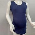 Detail of invisible zipper opening on a navy blue sleeveless cotton nursing top - S / Dark Blue
