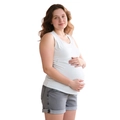 White nursing tank top and denim shorts set for pregnant women in a casual style - L / White