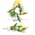 Easter wreath with pastel eggs and yellow plaid bow, 25cm artificial berry wall decor - Diameter 25cm (GH0242F)