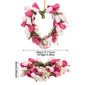 Herzförmiger Tulpenkranz in Rosa mit Maßangaben und Gewicht auf weißem Hintergrund - Künstlicher Tulpen Herzkranz