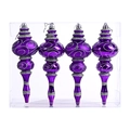 Lot de 4 ornements de Noël en forme de flèche violet métallisé avec volutes pailletées - Violet