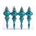 Détail de suspensions de Noël turquoise avec motifs baroques en paillettes argentées - Vert malachite