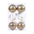 Dettaglio di 6 palline di Natale dorate con glitter e decorazioni interne in scatola - 6cm / Oro