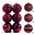 Deep red Christmas ball ornaments set with glitter and matte textures in a box - Dark Red