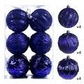 Dark blue Christmas ball ornaments set featuring glittery and textured 8cm finishes - Dark Blue