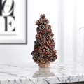 Mini albero di Natale in pigne con bacche rosse e base in juta per decorazione - Altezza 40cm