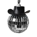 Disco-Kugel-Anhänger mit schwarzem Cowboyhut und silbernem Spiegel-Effekt Deko - Schwarz