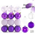 Set de 24 bolas de Navidad moradas de 6cm con acabados brillantes, mates y brillantes - Morado