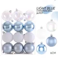 24-pack of light blue 6cm Christmas ornaments with matte, glossy, and iridescent finishes - Light Blue