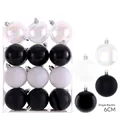Set de 24 bolas de Navidad de 6cm en blanco y negro con acabados mate y brillante mixtos - Negro