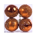 Set of four bronze Christmas balls with sparkling sequins and beads in 8cm diameter - Bronze