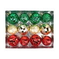 Set di 12 palline di Natale in rosso verde oro con trame diverse in scatola regalo argento - In Scatola Multicolore