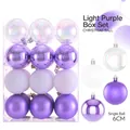 24-piece set of light purple 6cm Christmas ball ornaments in matte, shiny, and glitter finishes - Light Purple