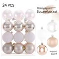 Champagne Christmas ball set of 24 pieces with transparent, matte, and mirror finishes - Champagne