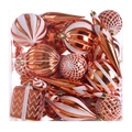 Set de décorations de Noël or rose avec rayures scintillantes et boules mates - Boîte Cadeau Peinte à la Main / Bronze