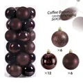 Brown 24pcs Christmas ball set in transparent barrel with glitter matte and shiny textures - 3cm / Coffee