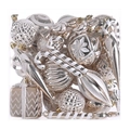 Christmas ornaments set in champagne gold and silver featuring assorted glitter baubles - Hand Painted Gift Box / Champagne