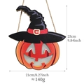 Halloween pumpkin wall decor with witch hat, 25cm height wooden wreath hanger for home party - Without Battery / Witch Hat Pumpkin Light Sign