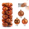 24-piece set of bronze Christmas balls in mirror, glitter, and matte finishes - 3cm / Bronze