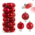 Set di 24 palline di Natale rosse da 6cm in finitura lucida, opaca e glitterata - 4cm / Rosso