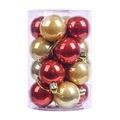 Set di palline di Natale lucide rosse e oro in confezione cilindrica con cordini dorati - 4cm / Rosso Perlato