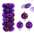 Set of 24 purple 6cm Christmas balls in shiny, matte, and glitter finishes for decor - 3cm / Purple