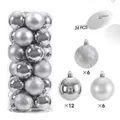 Set da 24 palline di Natale argento da 6cm con finiture opache, lucide e glitterate - 4cm / Argento