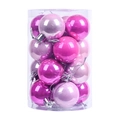 Pink and purple Christmas ball ornament set in transparent cylindrical storage box - Pearlescent Rose Red