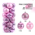 Pink Christmas ball ornaments set of 24 in matte glitter and shiny finishes - 3cm / Pink