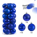 Set di 24 palline di Natale blu reale lucide, opache e glitterate in confezione tubo - 4cm / Blu Reale