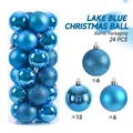 24-piece lake blue Christmas baubles set in a tube with matte, shiny, and glitter finishes - 3cm / Lake Blue