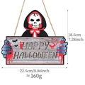 Cartel de madera para Halloween con calavera roja y texto Happy Halloween decorativo - Sin Batería / Letrero de Luz del Segador