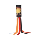Detailed view of Halloween windsock with pumpkin castle patterns and colorful ribbons - Pumpkin Castle