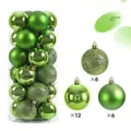Fruit green 24-piece Christmas ball ornament set in shiny, matte, and glitter finishes - 3cm / Fruit Green