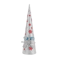 Détail d'un cône de Noël argenté pailleté avec flocons rouges et bande bleue évidée - (Petit) 8.7*30cm / Argent Avec Flocon Rouge