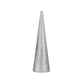 Vue détaillée d'une décoration de Noël en forme de cône argenté brillant et scintillant - (Petit) 8.7*30cm / Argent Couleur Unie