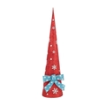 Detail of red glitter cone Christmas ornament with white snowflakes and blue bow decoration - Red With Blue Bowknot