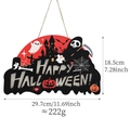 Letrero de madera para puerta de Halloween con fantasmas y calabazas con dimensiones - Sin Batería / Letrero de Luz de Guadaña