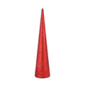 Detailed view of a red glitter Christmas cone ornament with reflective sparkly texture - Red Sequins