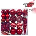 Detailed set of 44 red Christmas ornaments with matte, glitter and hollow textures - Red