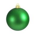 Detailed view of an emerald green matte finish Christmas ball ornament with a gold cap - Green