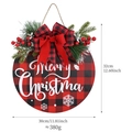 30cm Buffalo plaid wooden Merry Christmas door sign with pine needles and berries - Buffalo Plaid Snowflake Style (XM-HYF0005)