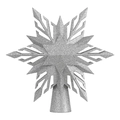 Puntale per albero di Natale a fiocco di neve argento glitterato con proiettore LED - Spina JP / Fiocco Di Neve Argentato