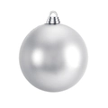 Macro detail of silver matte Christmas bauble with secure metal hanging loop and textured cap - Silver