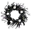 Ghirlanda di Halloween con aghi di pino neri, zucche bianche e glitter viola luccicanti - 50cm / Ghirlanda di Halloween con Zucca Bianca