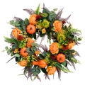 Ghirlanda autunnale con zucche e peonie arancioni per decorazione porta di casa - Ghirlanda del Raccolto Dorata